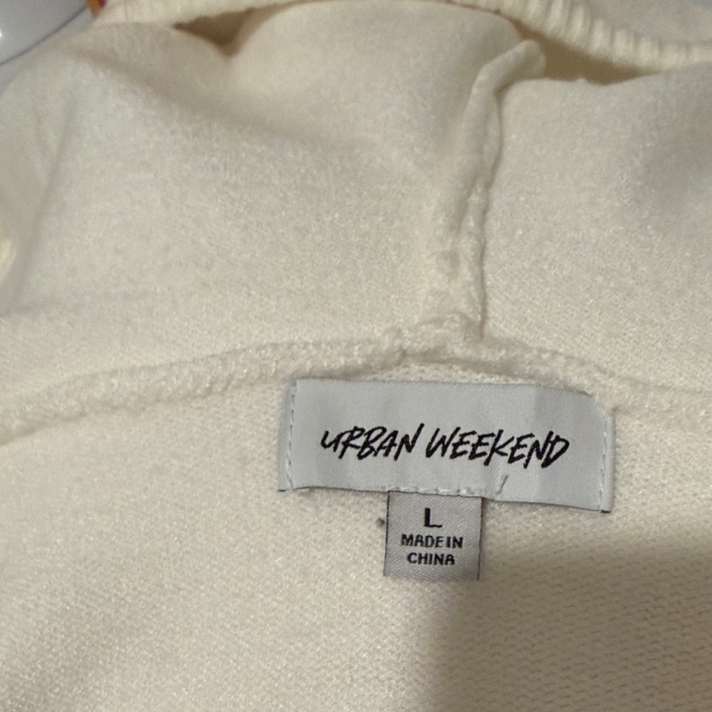 White Zip-Up Sweater Hoodie - Picture 5 of 6